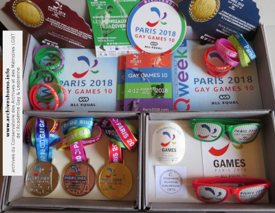 Collection artefacts m&eacute;dailles Gay Games 10 - Paris 2018
