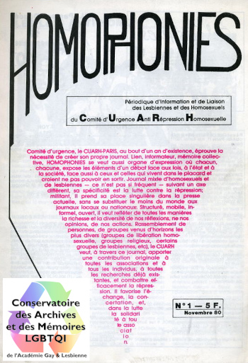 Collection mensuel Homophonies No 1 - novembre 1980
