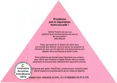 Collection tract Triangle Rose Déportation homosexuelle